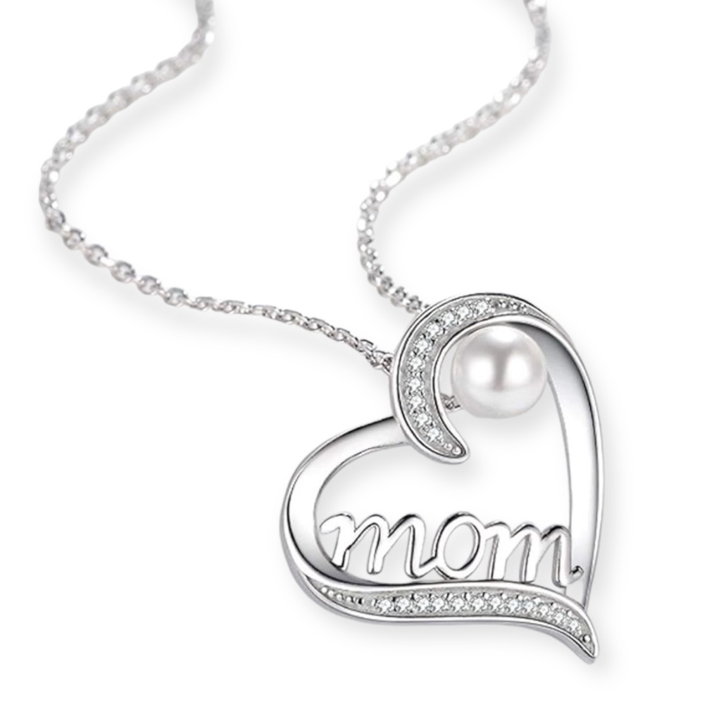 Mom Necklace Sterling Silver 925 Holiday / Christmas Gift - Cubic Zirconia Glam